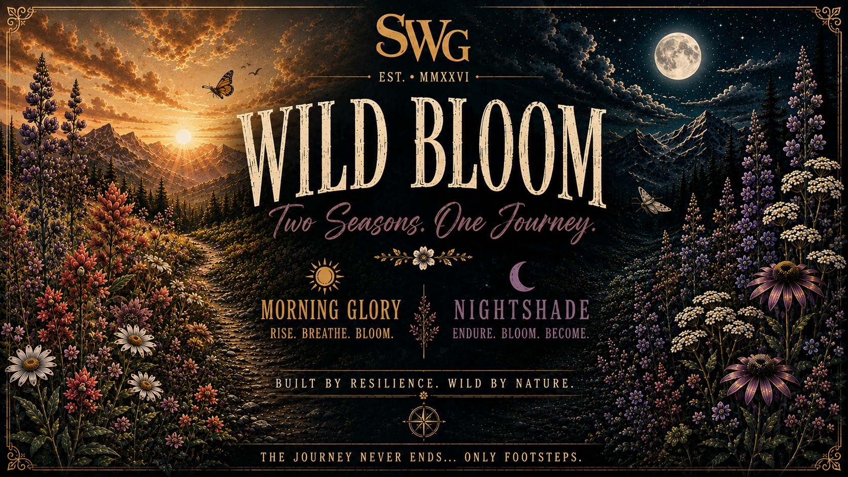 Wild Bloom celebrates women who find strength in wild places. Explore premium botanical apparel inspired by mountain trails, wildflowers, resilience, and adventure.