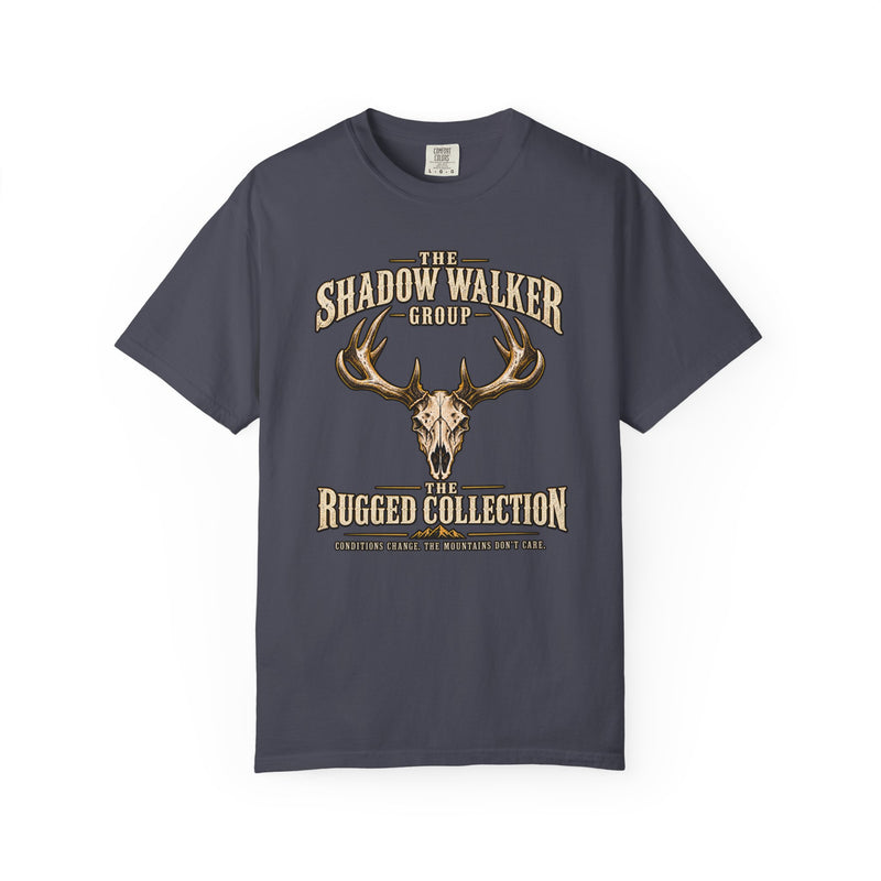 Dark Rugged Collection T-shirt with deer skull and antler graphic