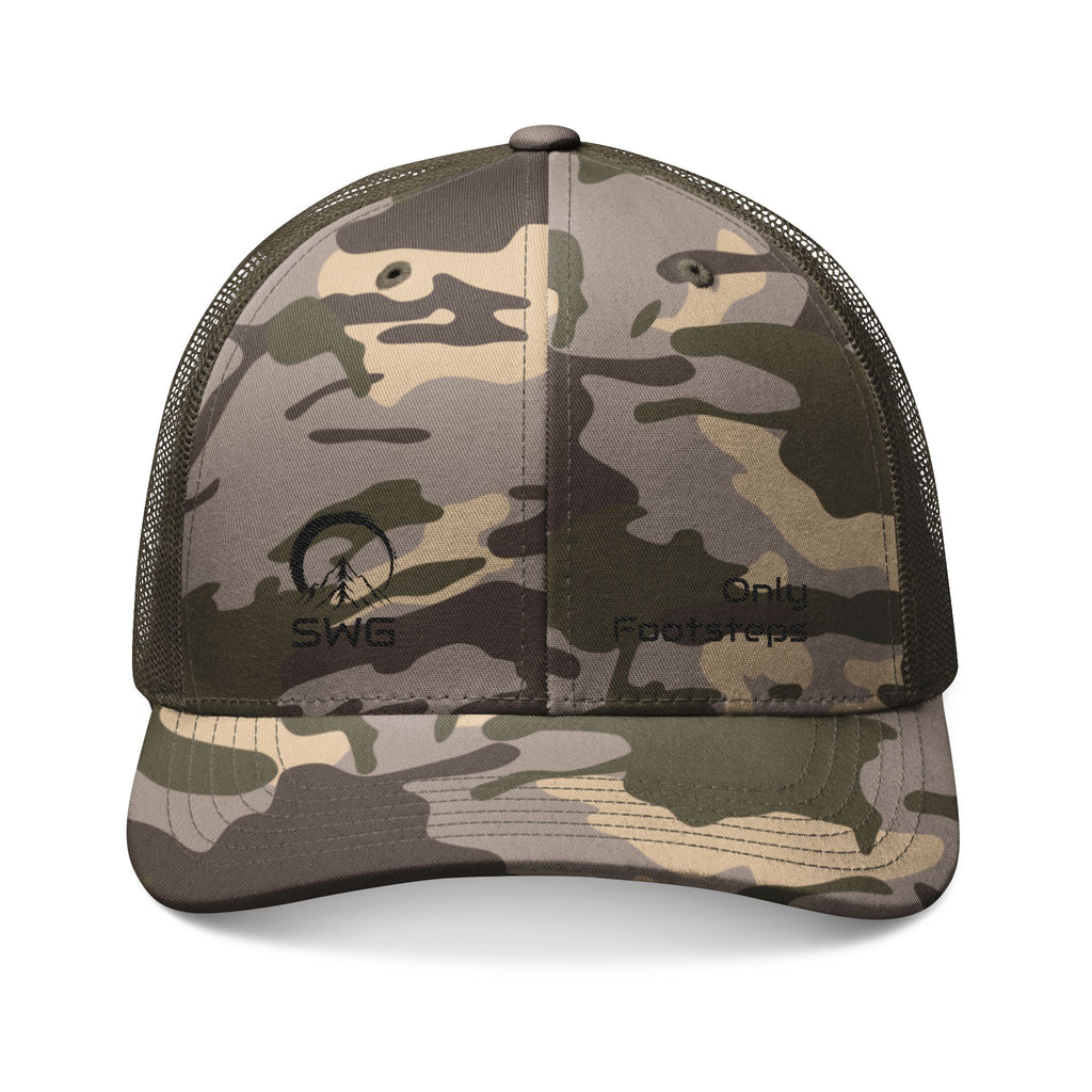 Black camo baseball cap with circular Open Enso logo patch on the front