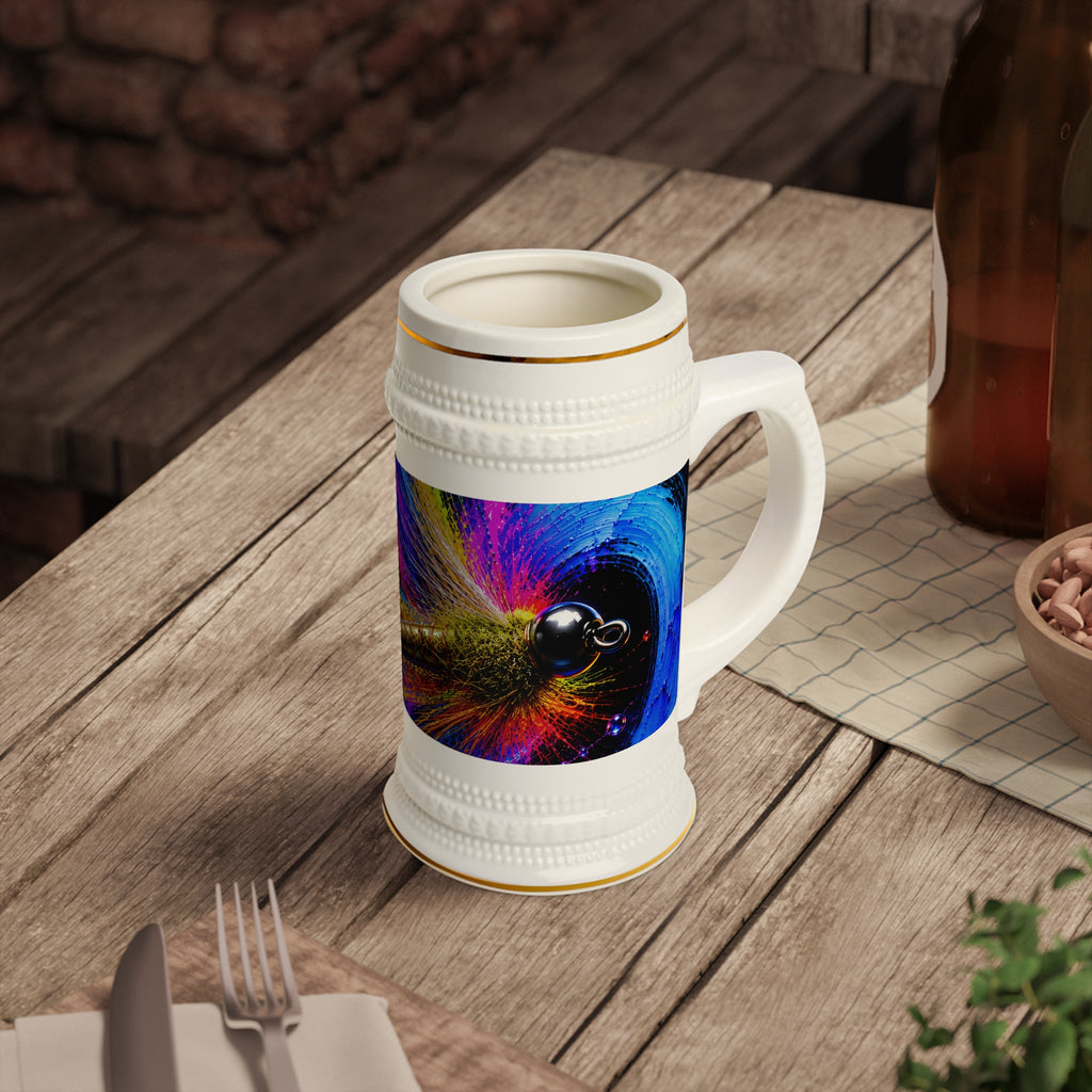 Gold Ribbed Hare's Ear Beer Stein Mug | | Ninfa | Pescador